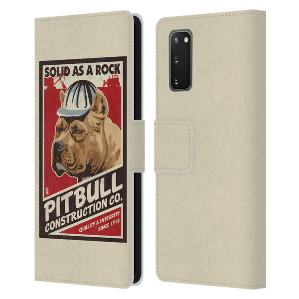 Lantern Press Dog Collection Pitbull Construction Leather Book Wallet Case Cover For Samsung Galaxy S20 / S20 5G