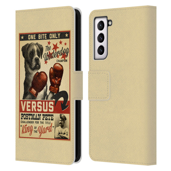 Lantern Press Dog Collection Versus Leather Book Wallet Case Cover For Samsung Galaxy S21 5G