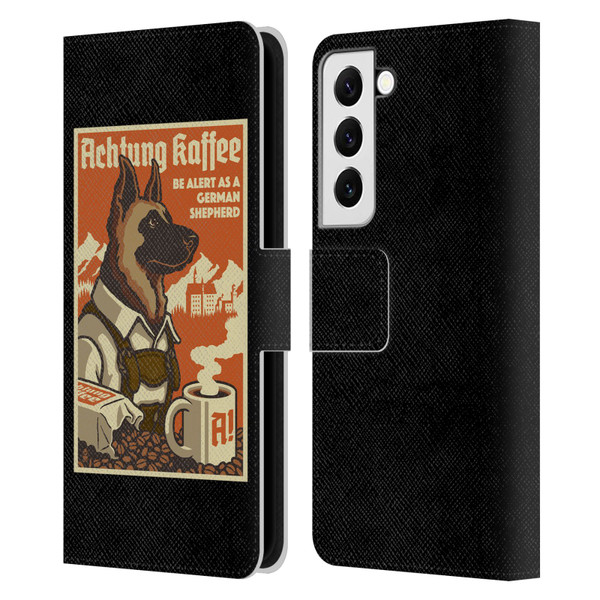 Lantern Press Dog Collection German Sheperd Leather Book Wallet Case Cover For Samsung Galaxy S22 5G