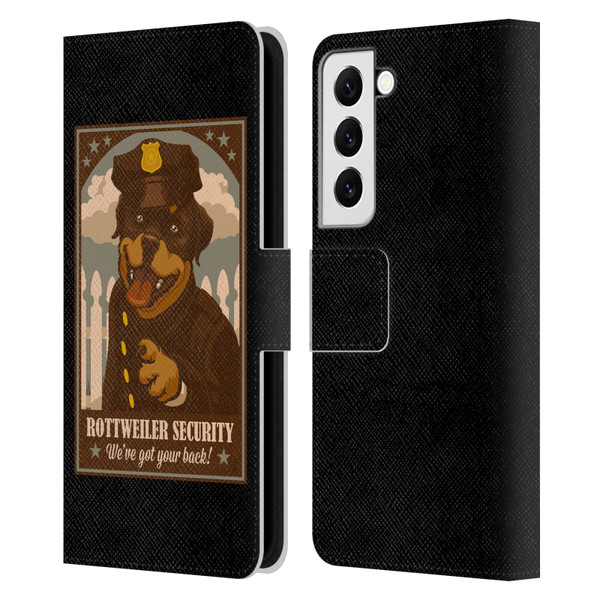 Lantern Press Dog Collection Rottweiller Security Leather Book Wallet Case Cover For Samsung Galaxy S22 5G