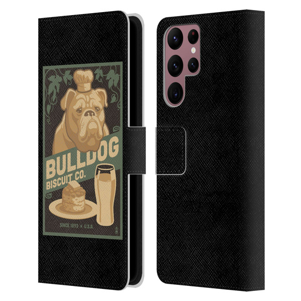 Lantern Press Dog Collection Bulldog Leather Book Wallet Case Cover For Samsung Galaxy S22 Ultra 5G