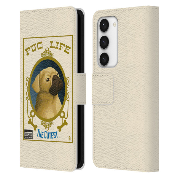 Lantern Press Dog Collection Pug Life Leather Book Wallet Case Cover For Samsung Galaxy S23 5G