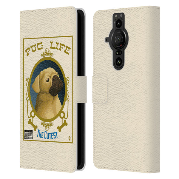 Lantern Press Dog Collection Pug Life Leather Book Wallet Case Cover For Sony Xperia Pro-I
