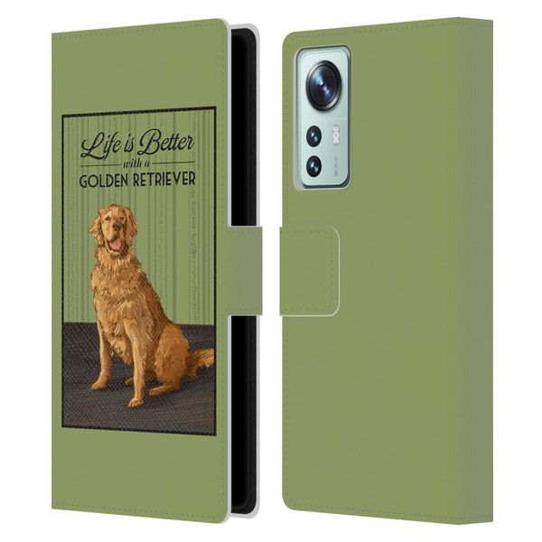 Lantern Press Dog Collection Life Is Better With A Golden Retriever Leather Book Wallet Case Cover For Xiaomi 12