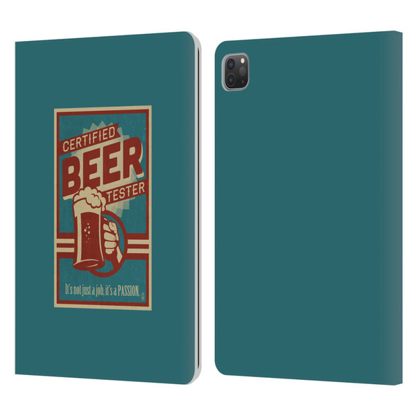 Lantern Press Man Cave Beer Tester Leather Book Wallet Case Cover For Apple iPad Pro 11 2020 / 2021 / 2022
