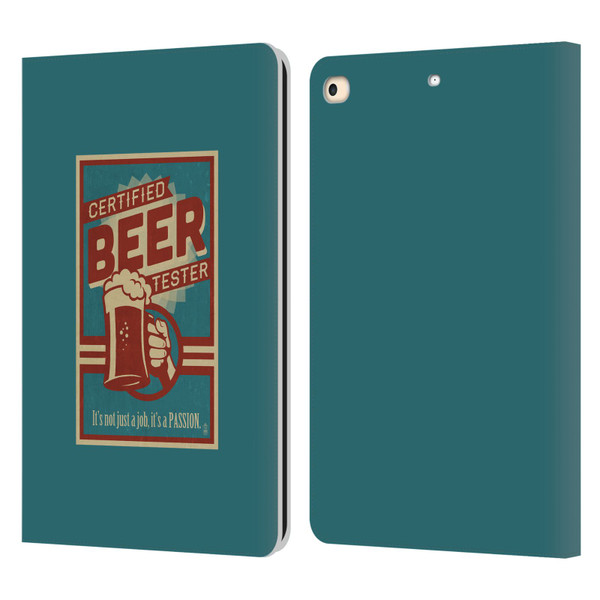 Lantern Press Man Cave Beer Tester Leather Book Wallet Case Cover For Apple iPad 9.7 2017 / iPad 9.7 2018