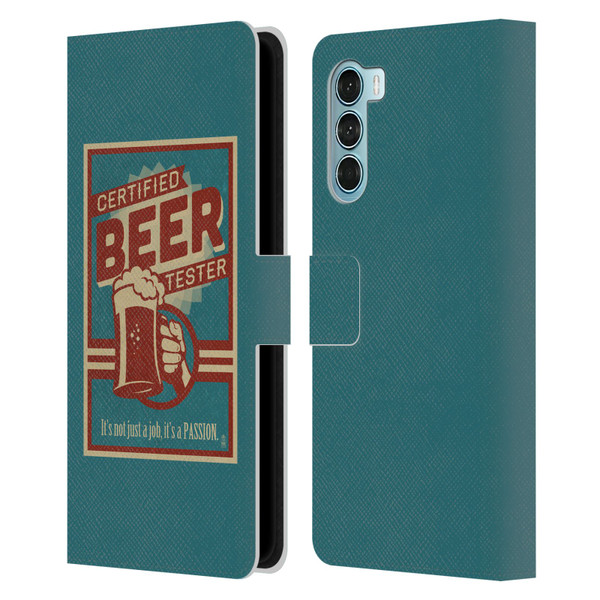 Lantern Press Man Cave Beer Tester Leather Book Wallet Case Cover For Motorola Edge S30 / Moto G200 5G