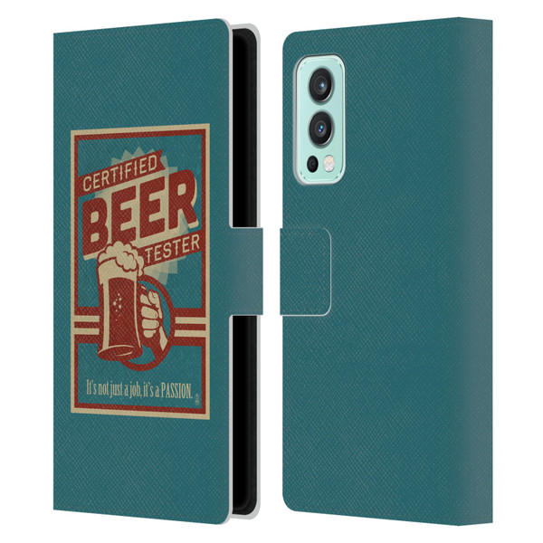 Lantern Press Man Cave Beer Tester Leather Book Wallet Case Cover For OnePlus Nord 2 5G