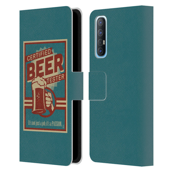 Lantern Press Man Cave Beer Tester Leather Book Wallet Case Cover For OPPO Find X2 Neo 5G