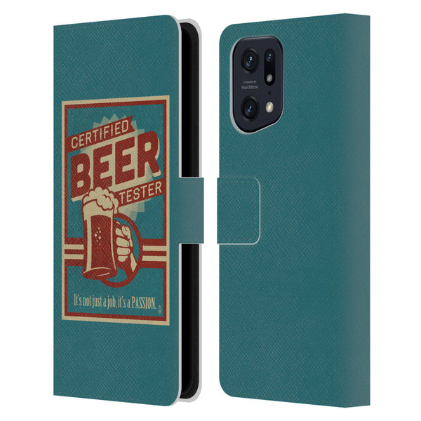 Lantern Press Man Cave Beer Tester Leather Book Wallet Case Cover For OPPO Find X5