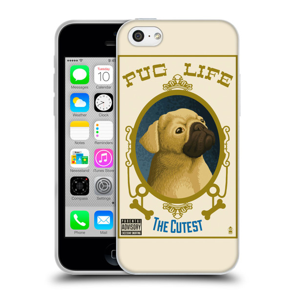 Lantern Press Dog Collection Pug Life Soft Gel Case for Apple iPhone 5c