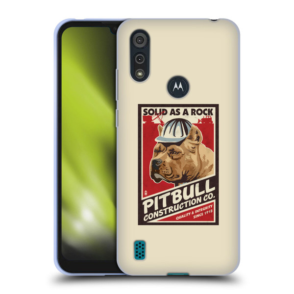 Lantern Press Dog Collection Pitbull Construction Soft Gel Case for Motorola Moto E6s (2020)