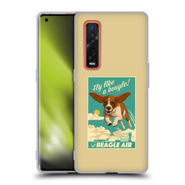 Lantern Press Dog Collection Fly Like A Beagle Soft Gel Case for OPPO Find X2 Pro 5G