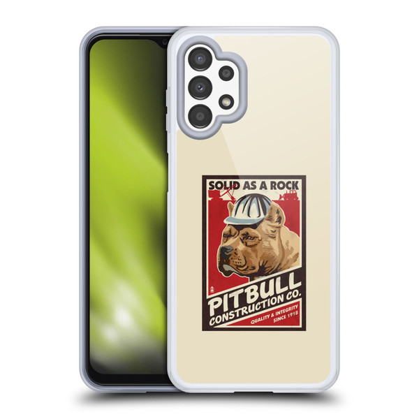 Lantern Press Dog Collection Pitbull Construction Soft Gel Case for Samsung Galaxy A13 (2022)