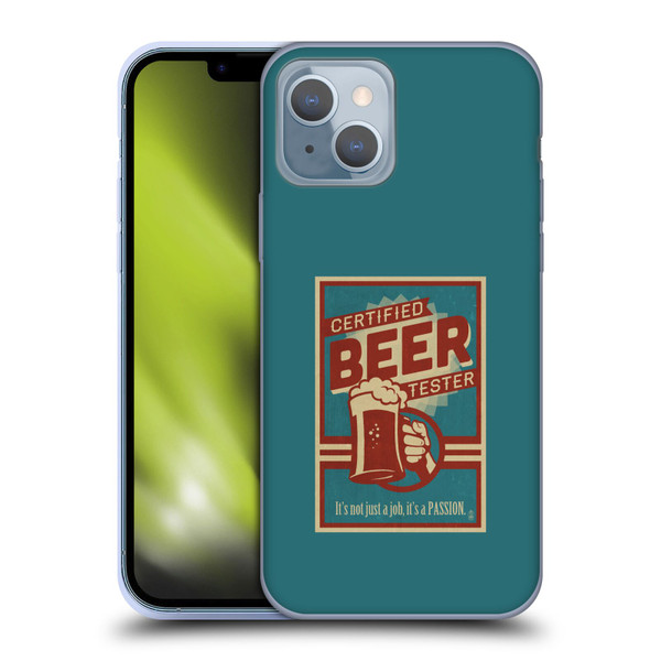 Lantern Press Man Cave Beer Tester Soft Gel Case for Apple iPhone 14