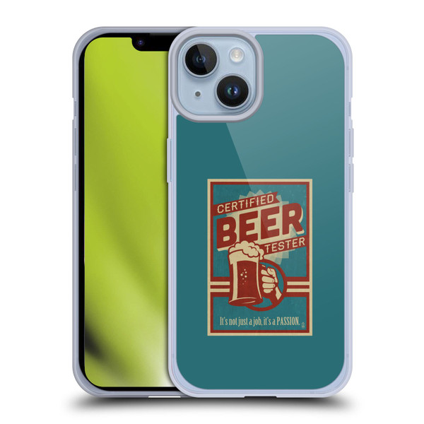 Lantern Press Man Cave Beer Tester Soft Gel Case for Apple iPhone 14