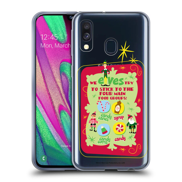 Elf Movie Graphics 1 Food Groups Soft Gel Case for Samsung Galaxy A40 (2019)
