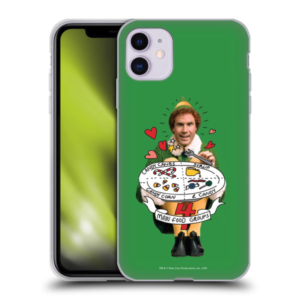 Elf Movie Graphics 2 Buddy Food Groups Soft Gel Case for Apple iPhone 11