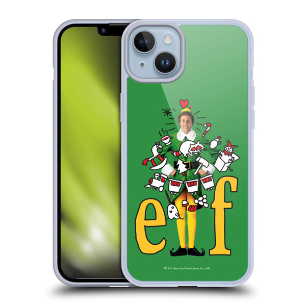 Elf Movie Graphics 2 Doodles Soft Gel Case for Apple iPhone 14 Plus