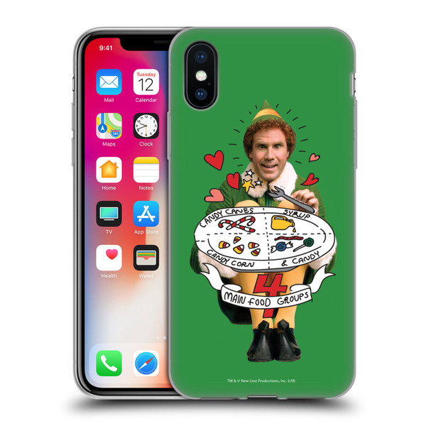 Elf Movie Graphics 2 Buddy Food Groups Soft Gel Case for Apple iPhone X / iPhone XS