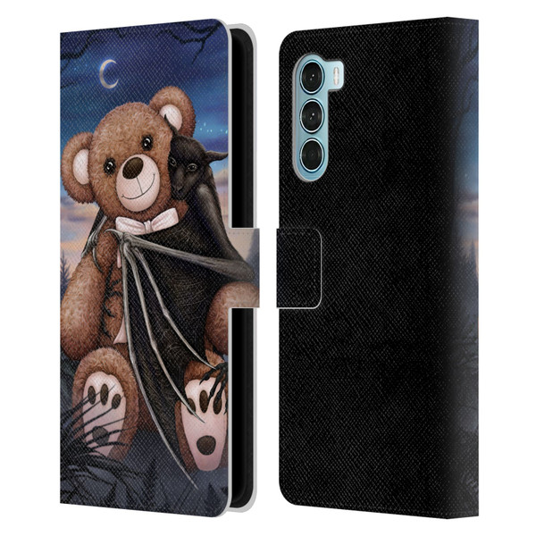 Sarah Richter Animals Bat Cuddling A Toy Bear Leather Book Wallet Case Cover For Motorola Edge S30 / Moto G200 5G