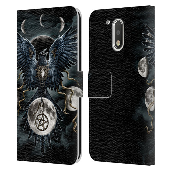 Sarah Richter Animals Gothic Black Raven Leather Book Wallet Case Cover For Motorola Moto G41