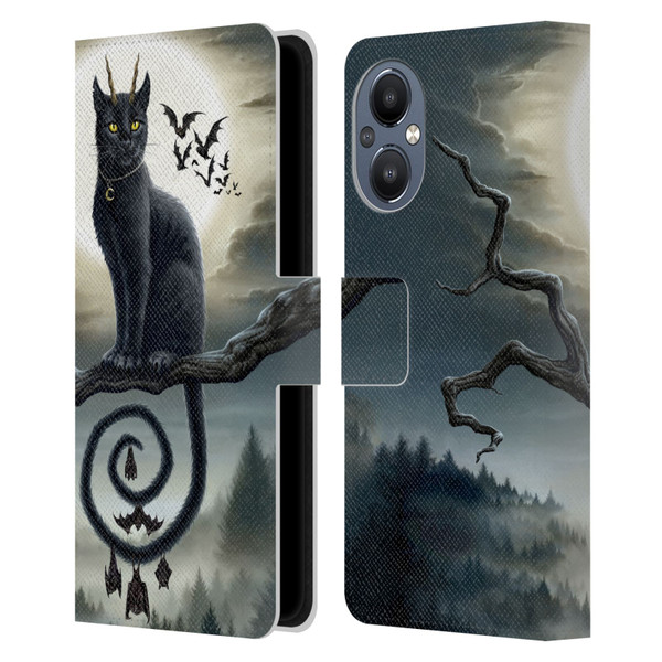 Sarah Richter Animals Gothic Black Cat & Bats Leather Book Wallet Case Cover For OnePlus Nord N20 5G