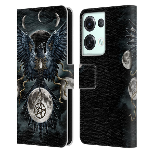 Sarah Richter Animals Gothic Black Raven Leather Book Wallet Case Cover For OPPO Reno8 Pro