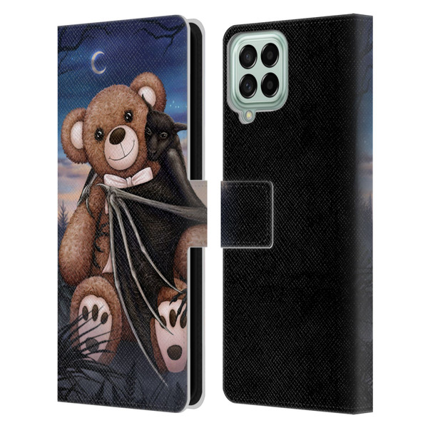 Sarah Richter Animals Bat Cuddling A Toy Bear Leather Book Wallet Case Cover For Samsung Galaxy M33 (2022)