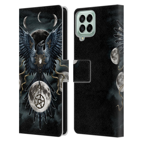 Sarah Richter Animals Gothic Black Raven Leather Book Wallet Case Cover For Samsung Galaxy M33 (2022)