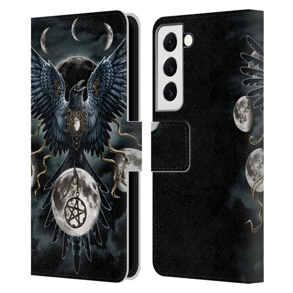 Sarah Richter Animals Gothic Black Raven Leather Book Wallet Case Cover For Samsung Galaxy S22 5G