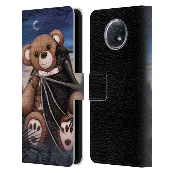 Sarah Richter Animals Bat Cuddling A Toy Bear Leather Book Wallet Case Cover For Xiaomi Redmi Note 9T 5G