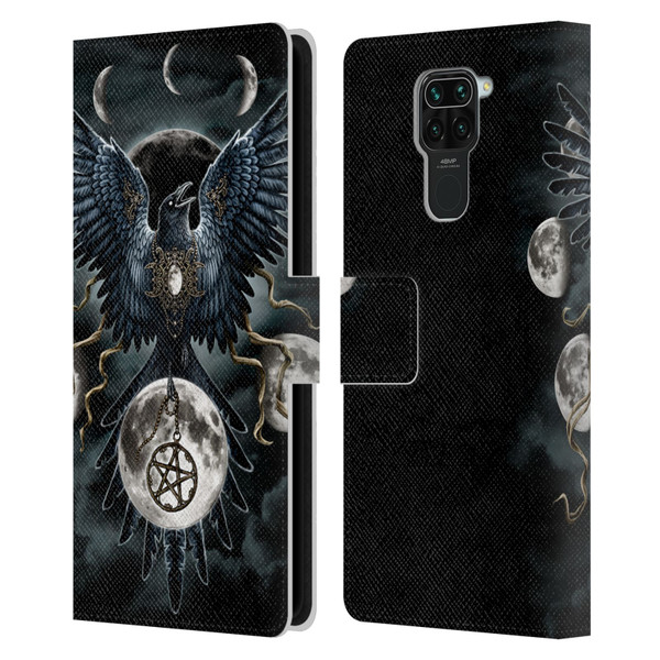 Sarah Richter Animals Gothic Black Raven Leather Book Wallet Case Cover For Xiaomi Redmi Note 9 / Redmi 10X 4G