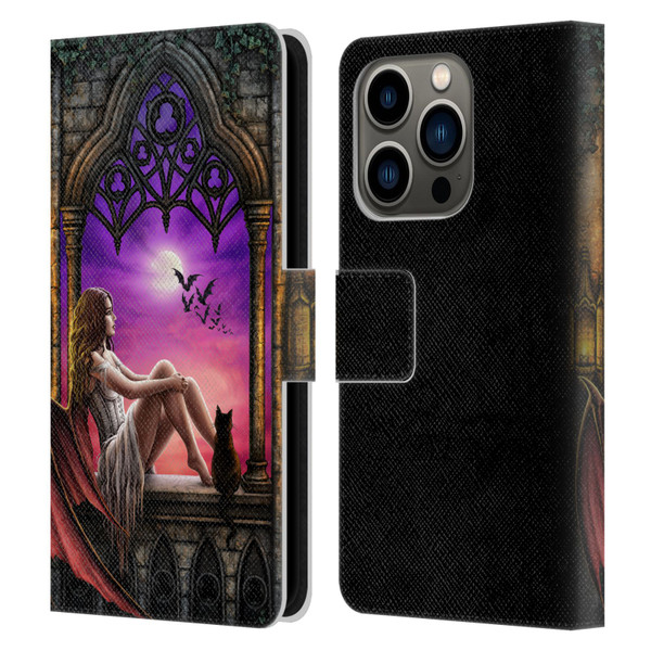 Sarah Richter Fantasy Demon Vampire Girl Leather Book Wallet Case Cover For Apple iPhone 14 Pro