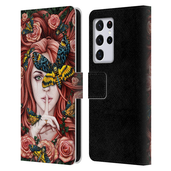 Sarah Richter Fantasy Silent Girl With Red Hair Leather Book Wallet Case Cover For Samsung Galaxy S21 Ultra 5G