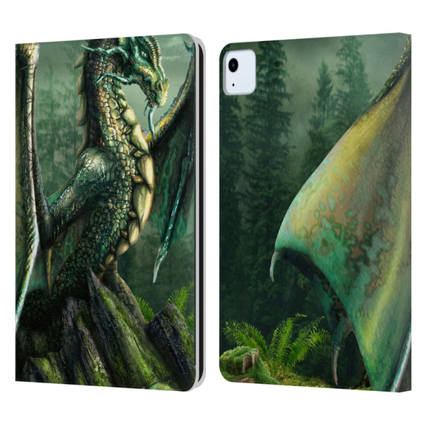 Sarah Richter Fantasy Creatures Green Nature Dragon Leather Book Wallet Case Cover For Apple iPad Air 2020 / 2022