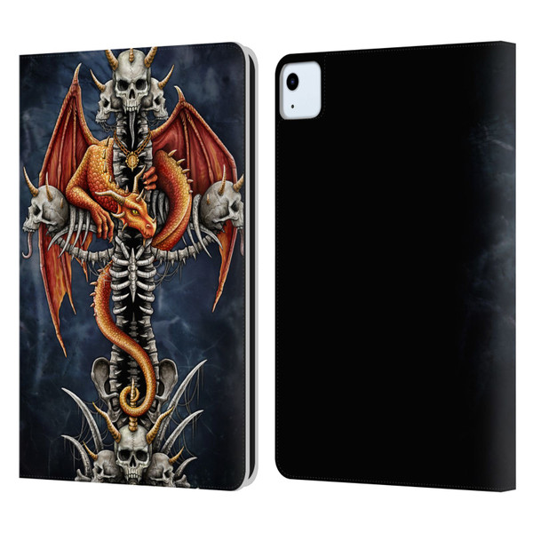 Sarah Richter Fantasy Creatures Red Dragon Guarding Bone Cross Leather Book Wallet Case Cover For Apple iPad Air 2020 / 2022