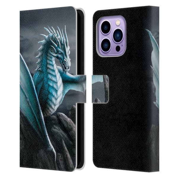 Sarah Richter Fantasy Creatures Blue Water Dragon Leather Book Wallet Case Cover For Apple iPhone 14 Pro Max