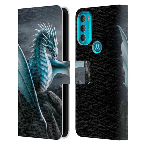 Sarah Richter Fantasy Creatures Blue Water Dragon Leather Book Wallet Case Cover For Motorola Moto G71 5G