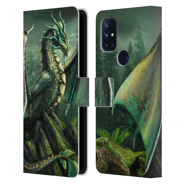 Sarah Richter Fantasy Creatures Green Nature Dragon Leather Book Wallet Case Cover For OnePlus Nord N10 5G