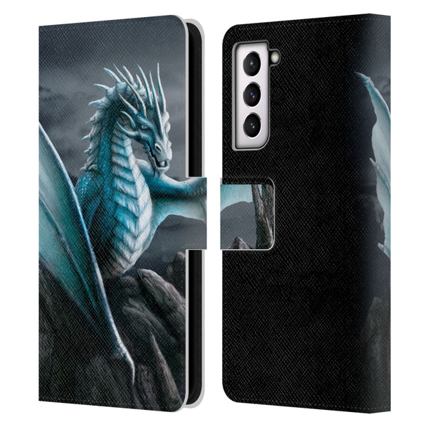 Sarah Richter Fantasy Creatures Blue Water Dragon Leather Book Wallet Case Cover For Samsung Galaxy S21 5G