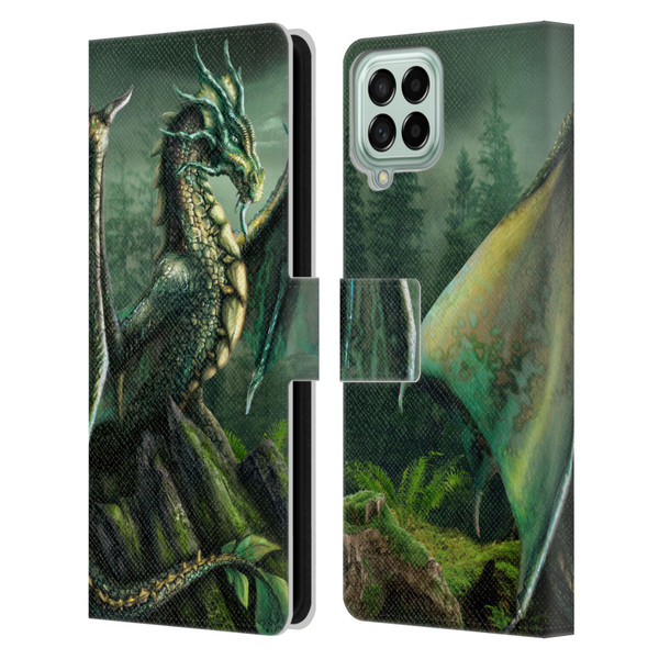 Sarah Richter Fantasy Creatures Green Nature Dragon Leather Book Wallet Case Cover For Samsung Galaxy M33 (2022)