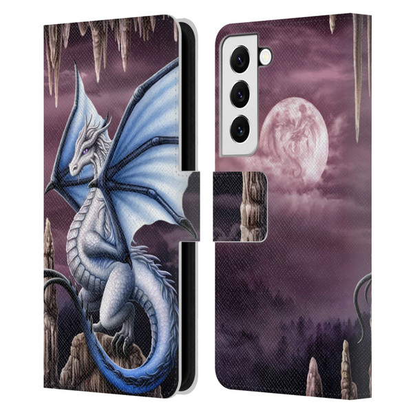 Sarah Richter Fantasy Creatures Blue Dragon Leather Book Wallet Case Cover For Samsung Galaxy S22 5G