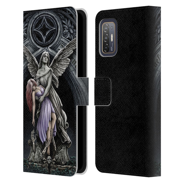 Sarah Richter Gothic Stone Angel With Skull Leather Book Wallet Case Cover For HTC Desire 21 Pro 5G
