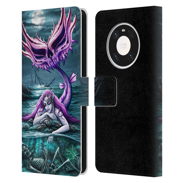 Sarah Richter Gothic Mermaid With Skeleton Pirate Leather Book Wallet Case Cover For Huawei Mate 40 Pro 5G