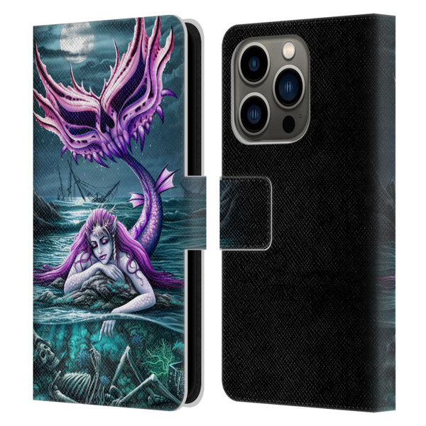 Sarah Richter Gothic Mermaid With Skeleton Pirate Leather Book Wallet Case Cover For Apple iPhone 14 Pro
