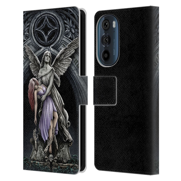 Sarah Richter Gothic Stone Angel With Skull Leather Book Wallet Case Cover For Motorola Edge 30