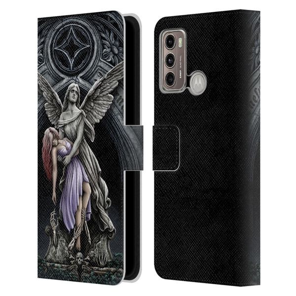 Sarah Richter Gothic Stone Angel With Skull Leather Book Wallet Case Cover For Motorola Moto G60 / Moto G40 Fusion