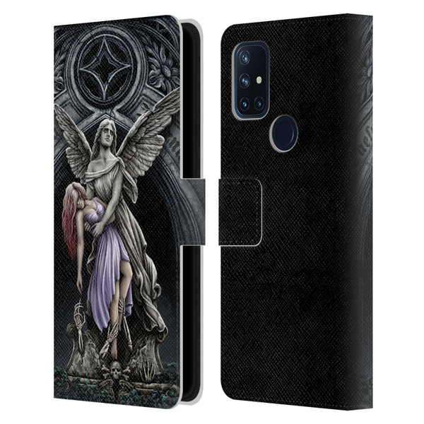 Sarah Richter Gothic Stone Angel With Skull Leather Book Wallet Case Cover For OnePlus Nord N10 5G