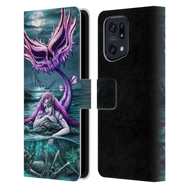 Sarah Richter Gothic Mermaid With Skeleton Pirate Leather Book Wallet Case Cover For OPPO Find X5 Pro